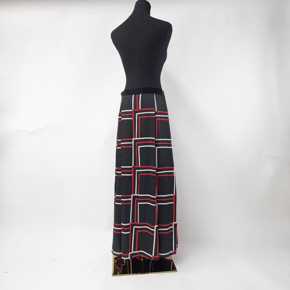 GEOMETRIC PRINTED SATIN MAXI SKIRT - Picture 3 of 7
